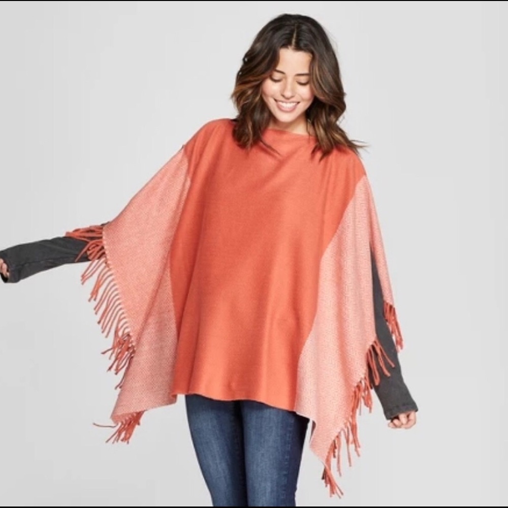 Universal Threads Poncho Orange Rust Color - image 1